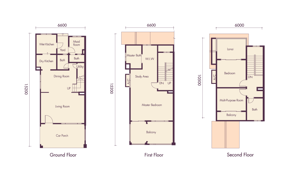 3 Storey Linked Home Floor Plan