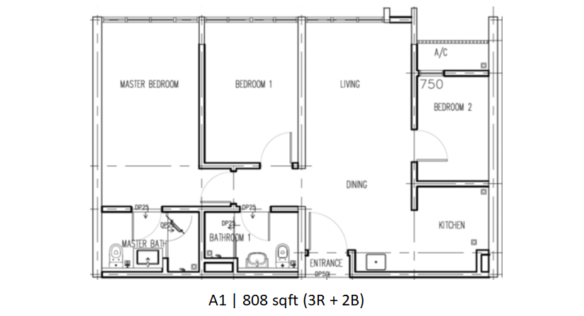 The Maple Residence floor plan A1