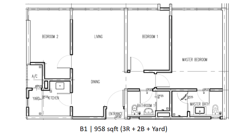 The Maple Residence floor plan B1